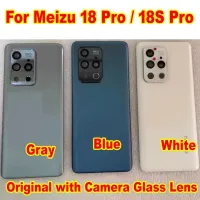 เคสด้านหลังใส่ฝาครอบด้านหลังแบตเตอรี่สำหรับ Meizu 18 Pro 18S Pro ฝาปิดโทรศัพท์ + เลนส์กระจกกล้องถ่ายรูป + กาว