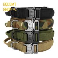 EQUOMT สายรัดไนลอนลายพรางทหารสำหรับปลอกคอสุนัขใหญ่สุนัขขนาดกลางเครื่องประดับสัตว์เลี้ยงปลอกคอสุนัขแนวยุทธวิธีอุปกรณ์สุนัข