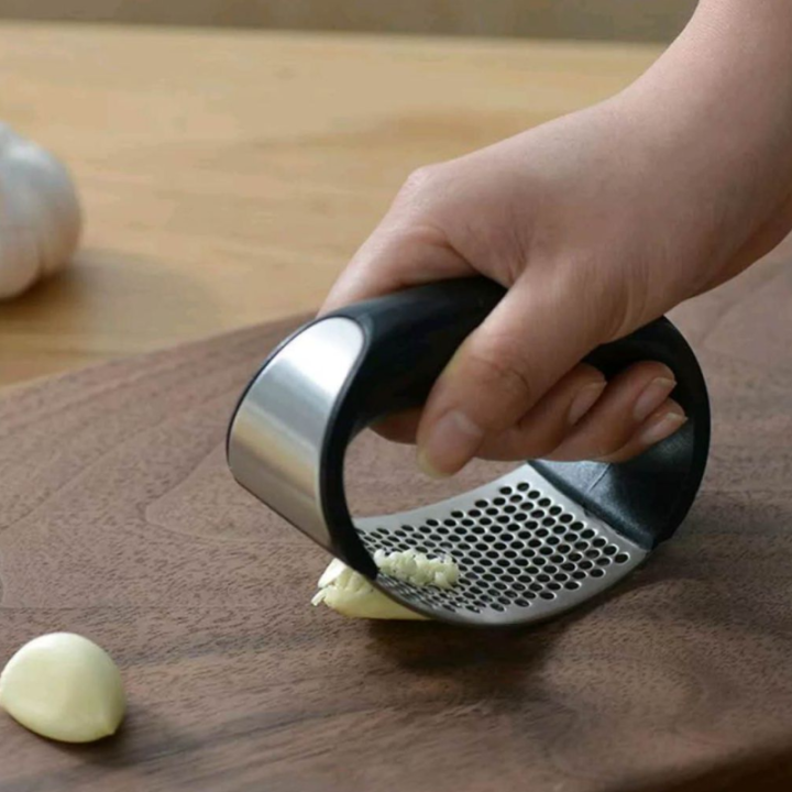 สแตนเลสคู่มือวงกลมกระเทียมกดเจ้าชู้กระเทียมสับกระเทียมเครื่องมือโค้งผลไม้ผักเครื่องมือครัว-g-adget