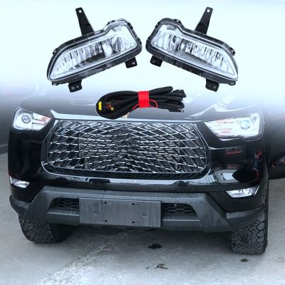 1Pair Car Front Bumper Fog Lights Assembly Driving Lamp Foglight with Wiring Harness for GWM Great Wall POER 2021 2022