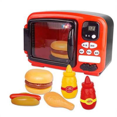 Mini Kitchen and Kitchenware Set, Toys for Children and Girls, Microwave Oven, Charged with Shrimp Skin and Lazada