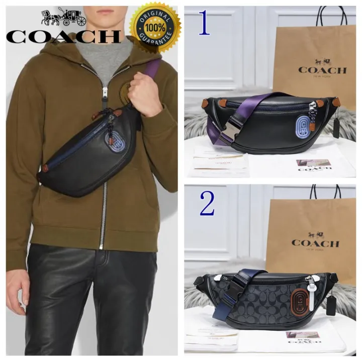 Coach waist bag men fashion leather cross-body bag chest bag large capacity  original 100% | Lazada PH