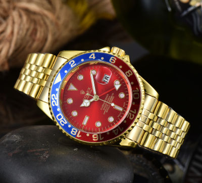 (หน้าปัดสีทอง) นาฬิกาข้อมือผู้ชายสายสแตนเลสคุณภาพสูงนาฬิกาควอตซ์ผู้ชายคลาสสิกสามขานาฬิกาผู้ชายธุรกิจลำลอง