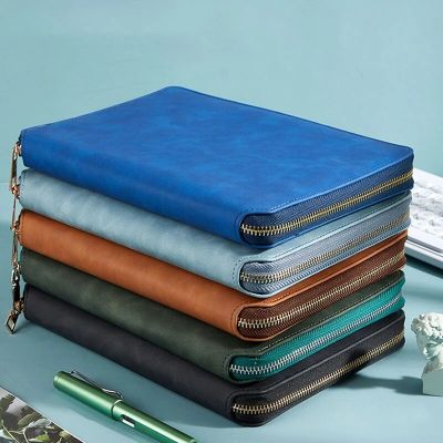 Personalized Pu Leather A5 Notebook Diary Schedule Working Journal Binder School Supplies Zipper Notebook with inner Pages