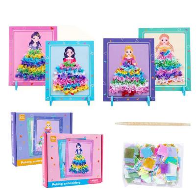 Sticker Dress Up Book Wooden Girls Princess Poking DIY Craft Kit Colorful Painting Activity Books for Relaxing Educational Drawing Book for Hand-Eye Coordination method