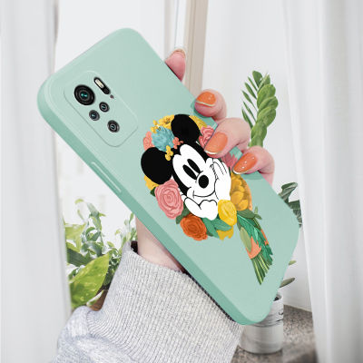 เคสโทรศัพท์ลายการ์ตูน Micky สำหรับ Xiaomi Redmi Note 10 Note 10 5G Note 10 Pro Note 10S ลายการ์ตูนเคสโทรศัพท์มิกกี้ทรงสี่เหลี่ยมดั้งเดิมปลอกซิลิโคนของเหลวคลุมทั้งหมดเคสป้องกันทนแรงกระแทกกล้อง