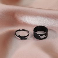 2PCS Gothic Punk Couple Set Jewelry Adjustable Rings