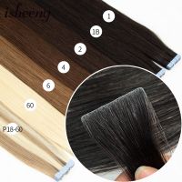 Isheeny 12" 16" 20" PU Skin Weft Tape Hair Extensions 10pcs Invisible Tape In Hair Extensions Straight Machine Remy Human Hair Wig  Hair Extensions  P