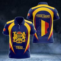 Chad Flag &amp; Coat of Arms Customized Polo Shirt Summer Casual Streetwear Mens Fashion Jersey Plus Size Sportswear