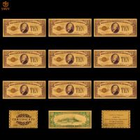 10PCS/Lot Colorful USA Leadership 10 Dollar Bills Banknote in 24k Gold Plated Paper Money Gift For Collection