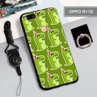 เคสนิ่มสำหรับ OPPO R11S เคสโทรศัพท์กล่องคลุมทั้งหมดทาสีป้องกันการตกกันรอยขีดข่วนฝามีที่ถือวงแหวนโทรศัพท์และเชือก