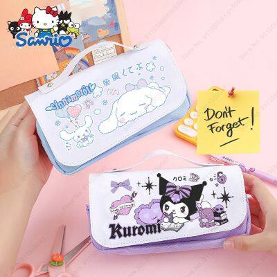 Pencil Case Sanrio Pu Large Capacity Pencil Case Kawaii Cinnamoroll Melody Kuromi School Supplies Pencils Bag Pen Pouch Pen Case Stationery