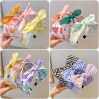 【CC】 Print Floral Strawberry Bow Hairband for Hair Hoop Headband Headwear Children Accessories