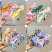 【cw】 Print Floral Strawberry Bow Hairband for Hair Hoop Headband Headwear Children Accessories