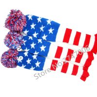 3Pcs/set Stars and Stripes 1# 3# 5# Wool Knit Pom Pom Covers Golf Club Driver Fairway Wood Head Covers