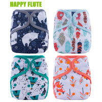 Happy Flute ผ้าอ้อมมีหรือไม่มีใส่ Double Gussets ผ้าอ้อมผ้า Reusable Breathable ผ้าอ้อมเด็ก Fit 3-15กก.