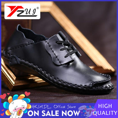 Yuzi 2021 ชายโฟร์ซีซั่นส์แฟชั่นรองเท้าสบาย ๆ นุ่มสบายเย็บด้วยมือผ้าลูกไม้ปักหนังแท้ผ้าลูกไม้ผู้ชาย 39-47