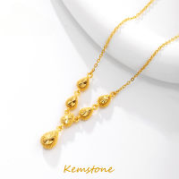 Kemstone สร้อยคอแฟชั่นชุบทอง24K สำหรับผู้หญิงวินเทจเครื่องประดับงานแต่งงานของขวัญ