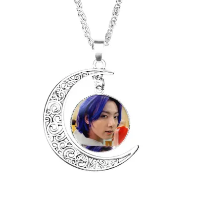 Jungkook Butter Moon Necklace Girls Lovers Glass Chain Fashion Jewelry Jewelry Boy Charm Stainless Steel Gifts Crescent