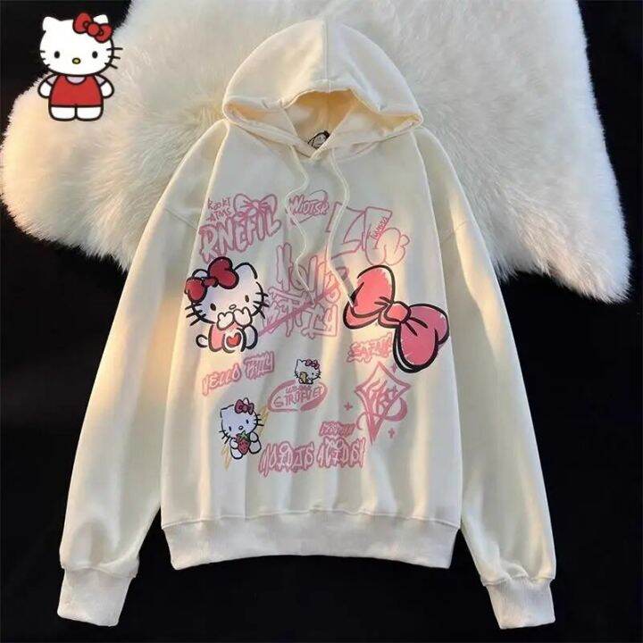 Sanrio Hello Kitty Hoodie Miss Woman Anime Figure Kawaii Couple Clothes ...