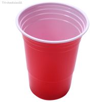 □▲ Copo de plástico vermelho descartável para festa artigos domésticos suprimentos bar e restaurante domésticos alta qualidade 450ml 100pcs por conjunto