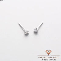 ✨J&amp;Y SILVER✨【In Stock】100 Sterling Silver S925 Earrings Stud Earrings 2MM White zircon Jewelry Gift allergy free 07