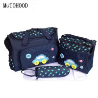 MOTOHOOD 40*29*14cm 4PCS Car Print Mother Bag Baby Diaper Bags Sets Multifunctional Baby Nursing Nappy Bag For Mom Organizer