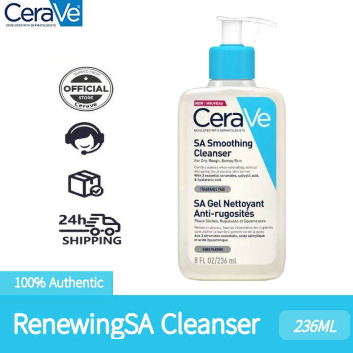 COD Cerave SA Smoothing Hydrating Facial Cleanser For Dry, Rough, Bumpy