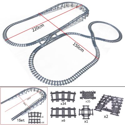 City Trains Switch Flexible Tracks Straight Curved Rails Crossing Flexible High-Speed Railway Viaduct Building Block Bricks Toys