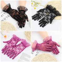 OKDEALS ถุงมือลูกไม้สีขาวสำหรับเจ้าสาว,ถุงมือป้องกันแสง UV สำหรับงานแต่งงานลายดอกกุหลาบงานแต่ง