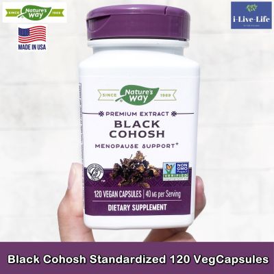 สารสกัดแบล็คโคฮอช Black Cohosh Standardized 120 Veg. Capsules - Natures Way