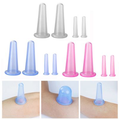 hot【DT】 4 Pcs Massage Cupping Set Silicone Face Cuping Cup Anti Cellulite