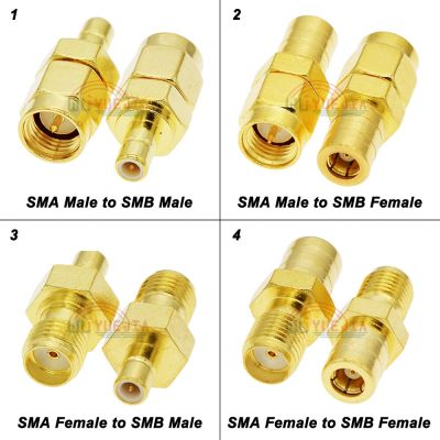1Pcs Adapter SMA to SMB Type SMA Male Plug to SMB Female Jack RF Coax Connector PL259 SO239SMA to SMB 50ohm Straight Gold Plated Electrical Connectors