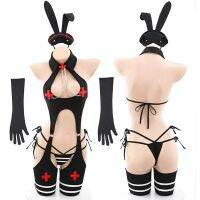 Gothic Nurse Cosplay Costume For Women Girl Sexy Bunny Girl Bodysuit Rabbit Maid Nightclub Uniform Lingerie Halloween Costumes