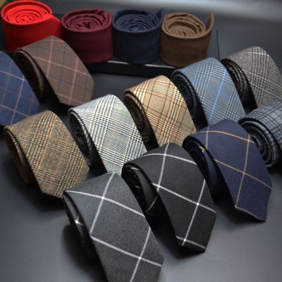Mens Ties 6cm Classic Cotton Handmade Skinny Neck Ties for Men Striped Narrow Collar Slim Cashmere Tie Casual Plaid Tie For Man