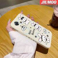 เคส JIUMOO สำหรับ OPPO เคส A17K A17การ์ตูนน่ารักนิ่มแฟชั่นกระต่ายเคสโทรศัพท์ซิลิโคนลายขอบสี่เหลี่ยมดีไซน์ใหม่เคสกันกระแทกคลุมทั้งหมดเคสป้องกันเลนส์กล้อง