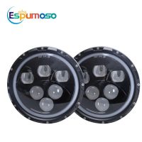 ฮาโลแองเจิลอายทรงกลม7ไฟหน้า Led นิ้ว60W สีขาวสำหรับ Jeep Lada Niva 4X4รถบรรทุก4X4ไฟหน้าแอลอีดีสำหรับออฟโรด