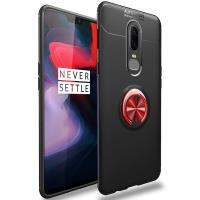 สำหรับ OnePlus 6 Case, Luxury สีสันโลหะแม่เหล็กแหวนซิลิโคนนุ่มฝาครอบเคสใส่โทรศัพท์