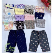 Quần legging lửng họa tiết cho bé gái chất cotton co dãn 4 chiều vải xuất