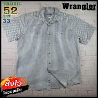 Wrangler®แท้ อก 52 เสื้อเชิ้ตผู้ชาย แรงเลอร์ สีครีม แขนสั้น เนื้อผ้าดี ใส่เที่ยวใส่ทำงาน