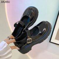 35-44 Fashion Large Size Womens Shoes Korean School British College JK Uniform Platform Mary Round Toe All-match Non-slip High-heeled Leather Soft-soled