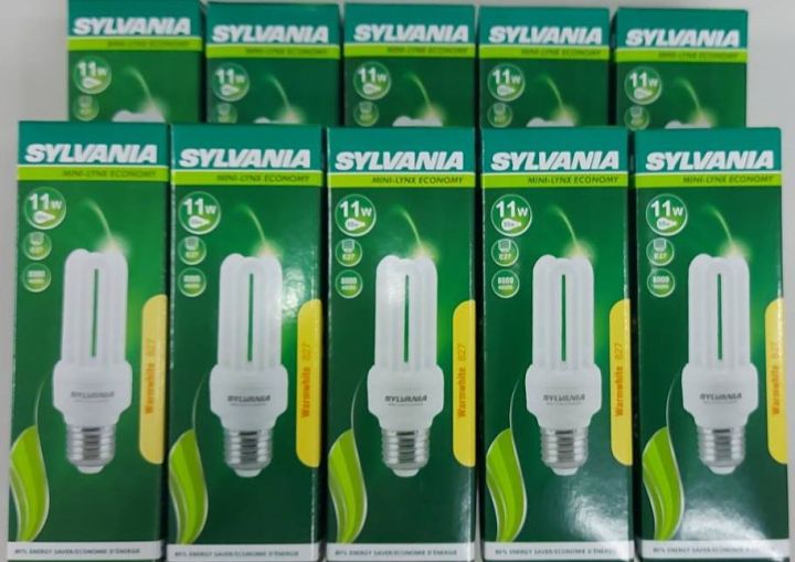 หลอดประหยัดไฟแบบตะเกียบ-ยี่ห้อ-sylvania-3u-11w-แพ็ค-10-หลอด