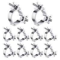 10Pcs 2 Inch Silver Truss O Clamps Aluminum Stage Light Clamps for Truss for 48-51Mm OD Tube / Pipe