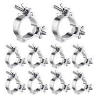 10Pcs 2 Inch Silver Truss O Clamps Aluminum Stage Light Clamps 220LB LED Par Light Clamps Clips for Truss for 48-51Mm OD Tube / Pipe