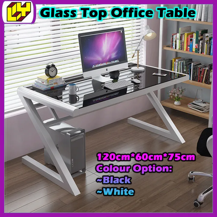 Glass Top Office Table Tempered glass Office Table Computer Desk Gaming