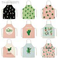 ✷⊙ 1 Pcs Cactus Pattern Kitchen Apron for Woman Sleeveless Cotton Linen Aprons Home Cooking Baking Bibs Cleaning Tools