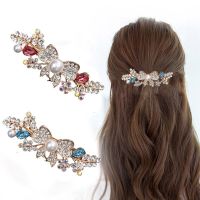 Korea New Fashion Pearl Rhinestone Hair Clip Exquisite Ladies Bow Hair Accessories