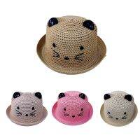 [COD] Baby hat spring and summer cat straw boy sunshade sunscreen top girl baby breathable cool sun basin