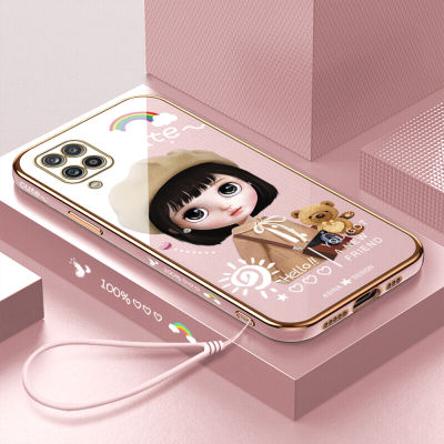 เคสโทรศัพท์ลายการ์ตูนสำหรับ Samsung Galaxy A05 A05S A12 M12 A04S A04สาวน่ารักแฟชั่นเคสโทรศัพท์ TPU นิ่มชุบโครเมียมสุดหรูป้องกันกล้องเคสยางกันกระแทกสำหรับเด็กผู้หญิง