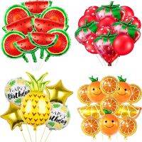 【CC】 Fruit Balloons Set Strawberry Watermelon Ballons Happy Hawaiian Decoration Balons